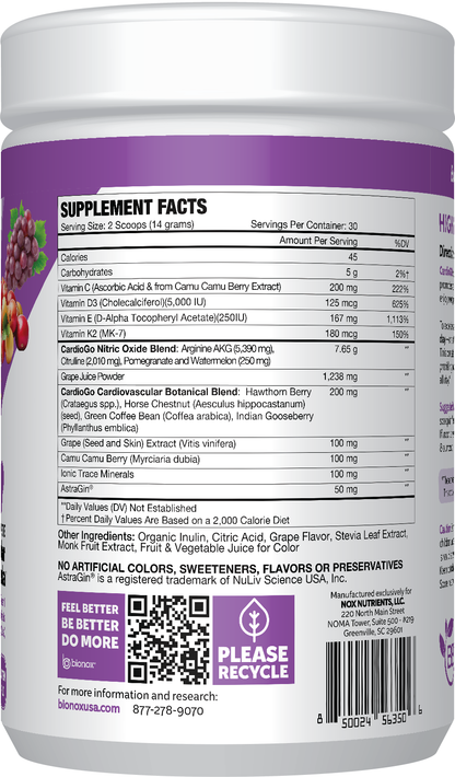 CardioGO - 60 Scoop - Grape