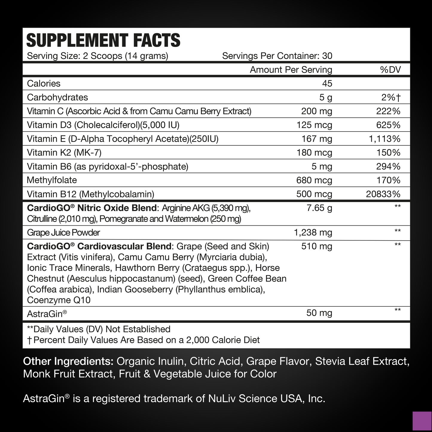 CardioGO - 60 Scoop - Grape