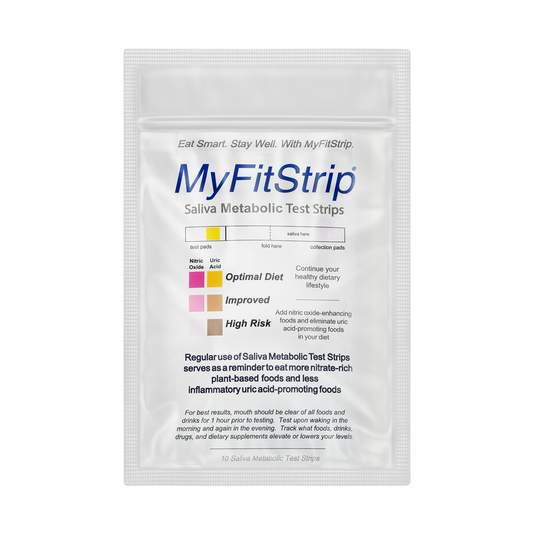 Uric Acid & Nitric Oxide Saliva Test Strips by MyFitStrip, Packet of 10 Individually Sealed Test Strips